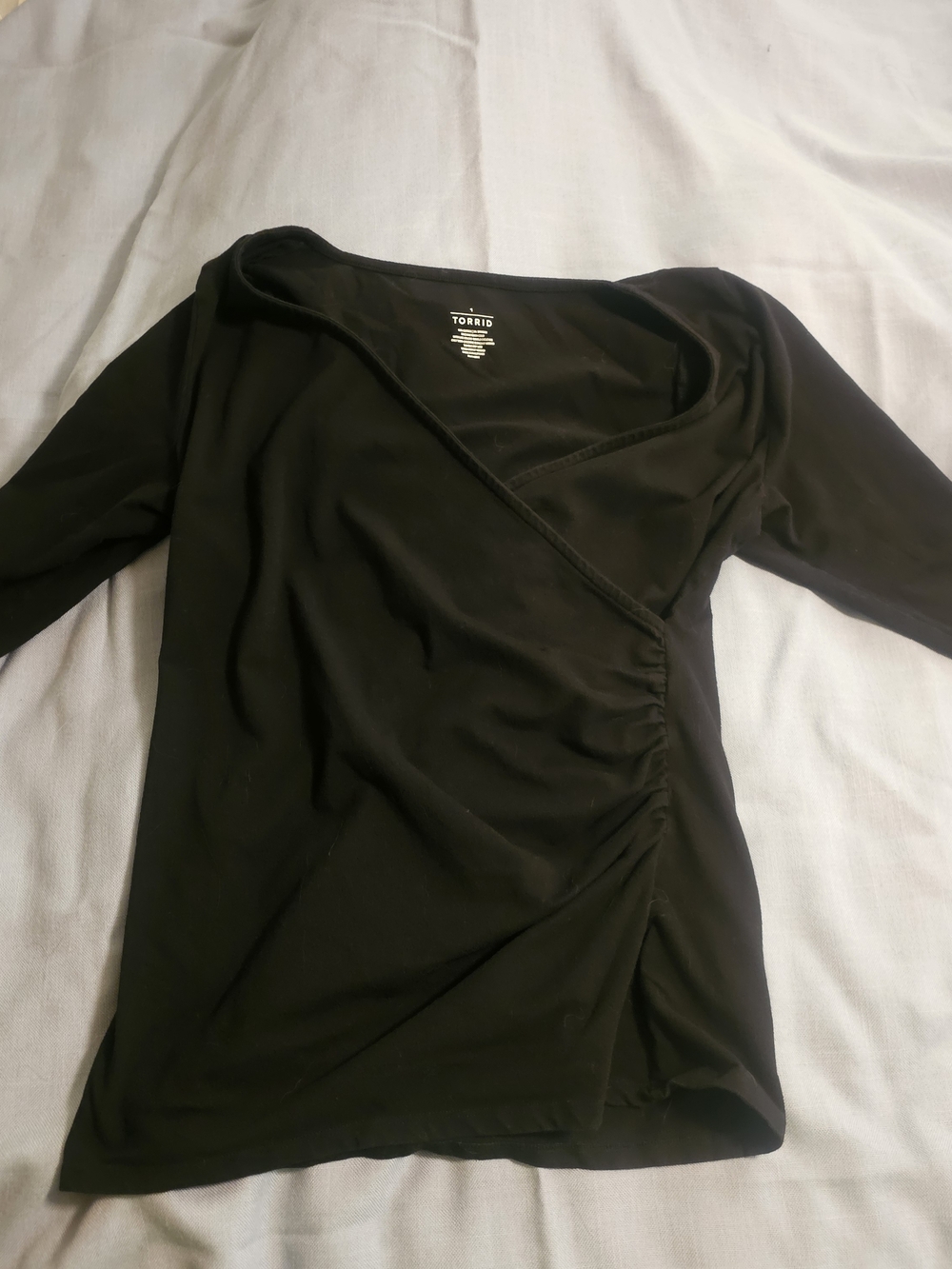 torrid Black Wrap-Style Ruched Tunic - Picture 2 of 4